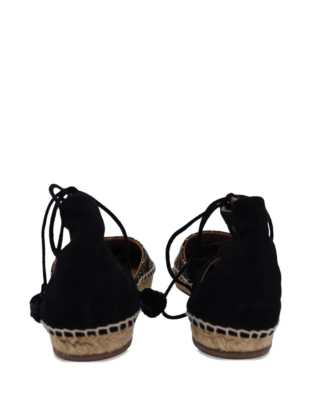 Aquazzura lace-up patterned espadrille sandals - Zwart