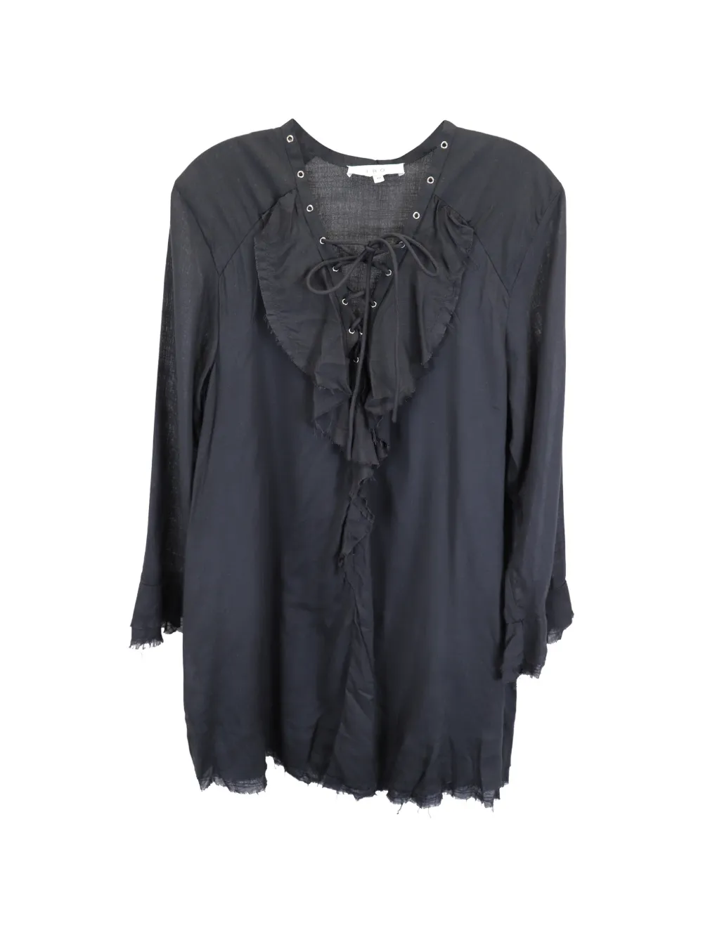 IRO Raw edge bell sleeve mini dress - Nero