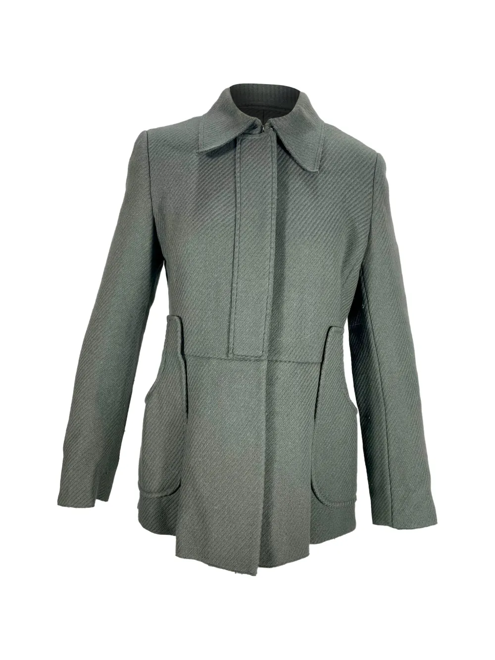 Prada Pre-Owned herringbone single-breasted peacoat - Grigio