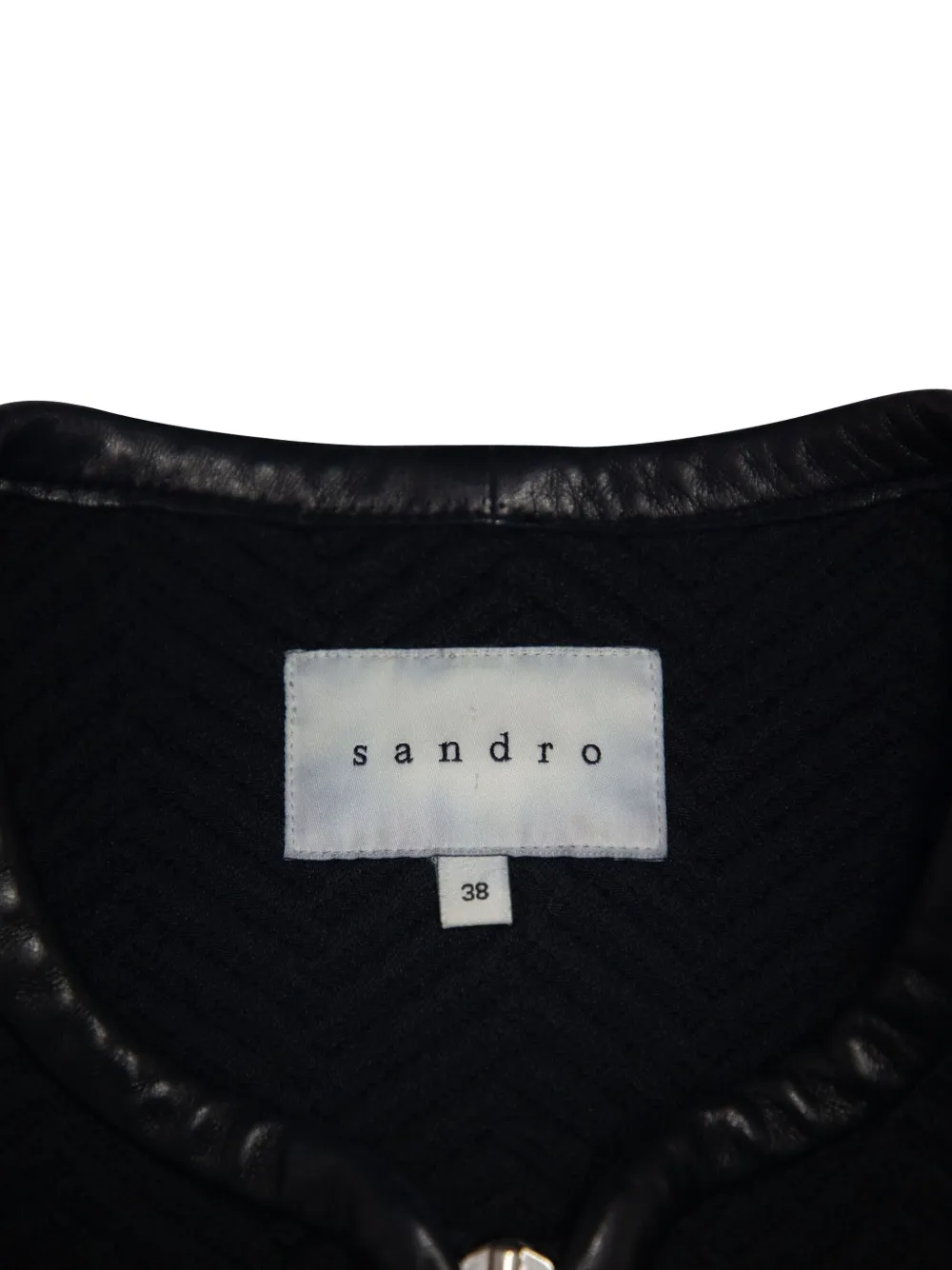 Zipper Leather-Cuff Jacket