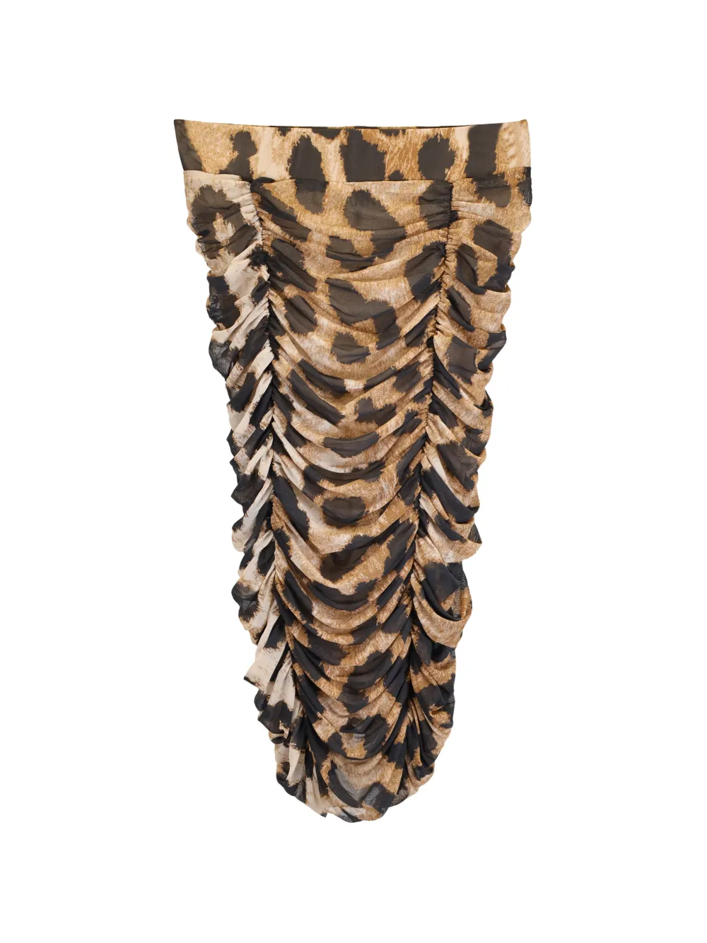 GANNI ruched leopard-print midi skirt - Marrone