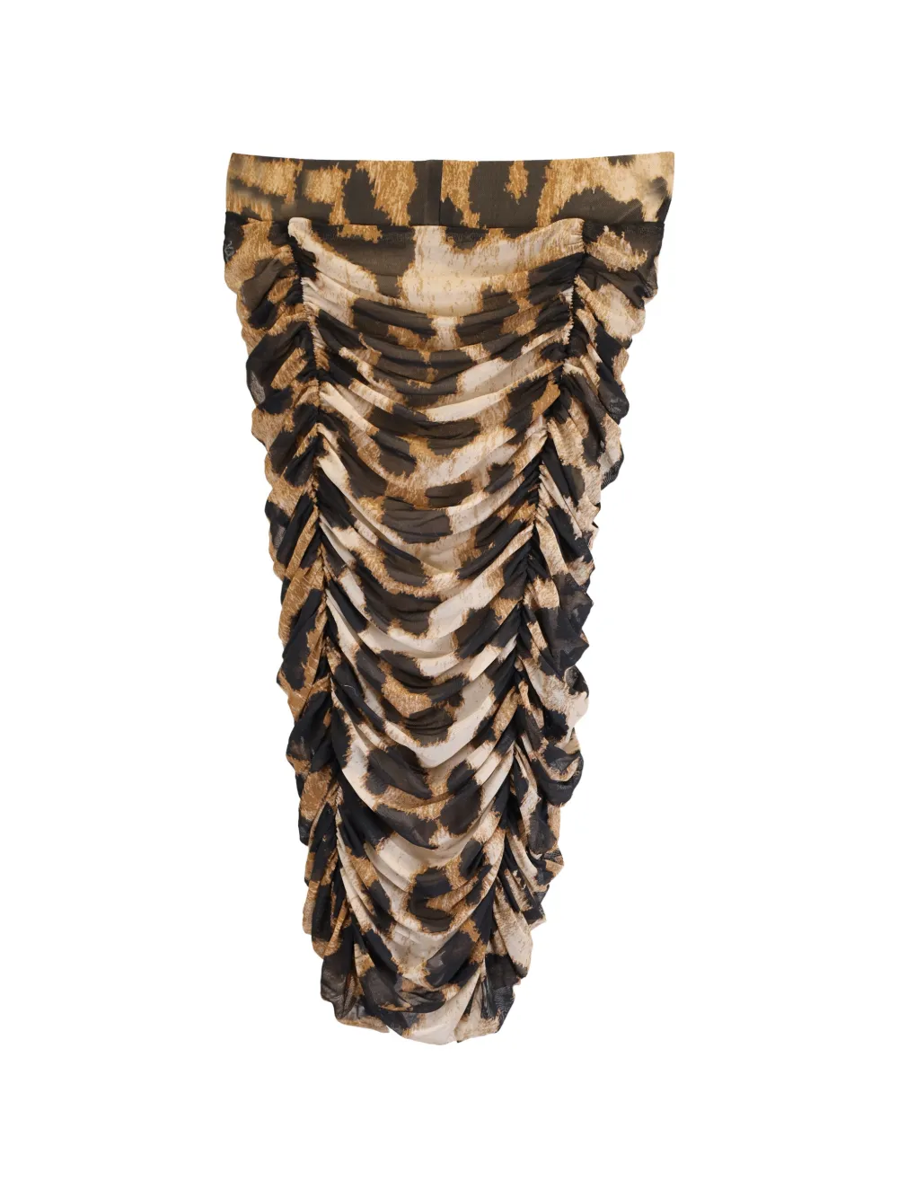 GANNI ruched leopard-print midi skirt - Bruin