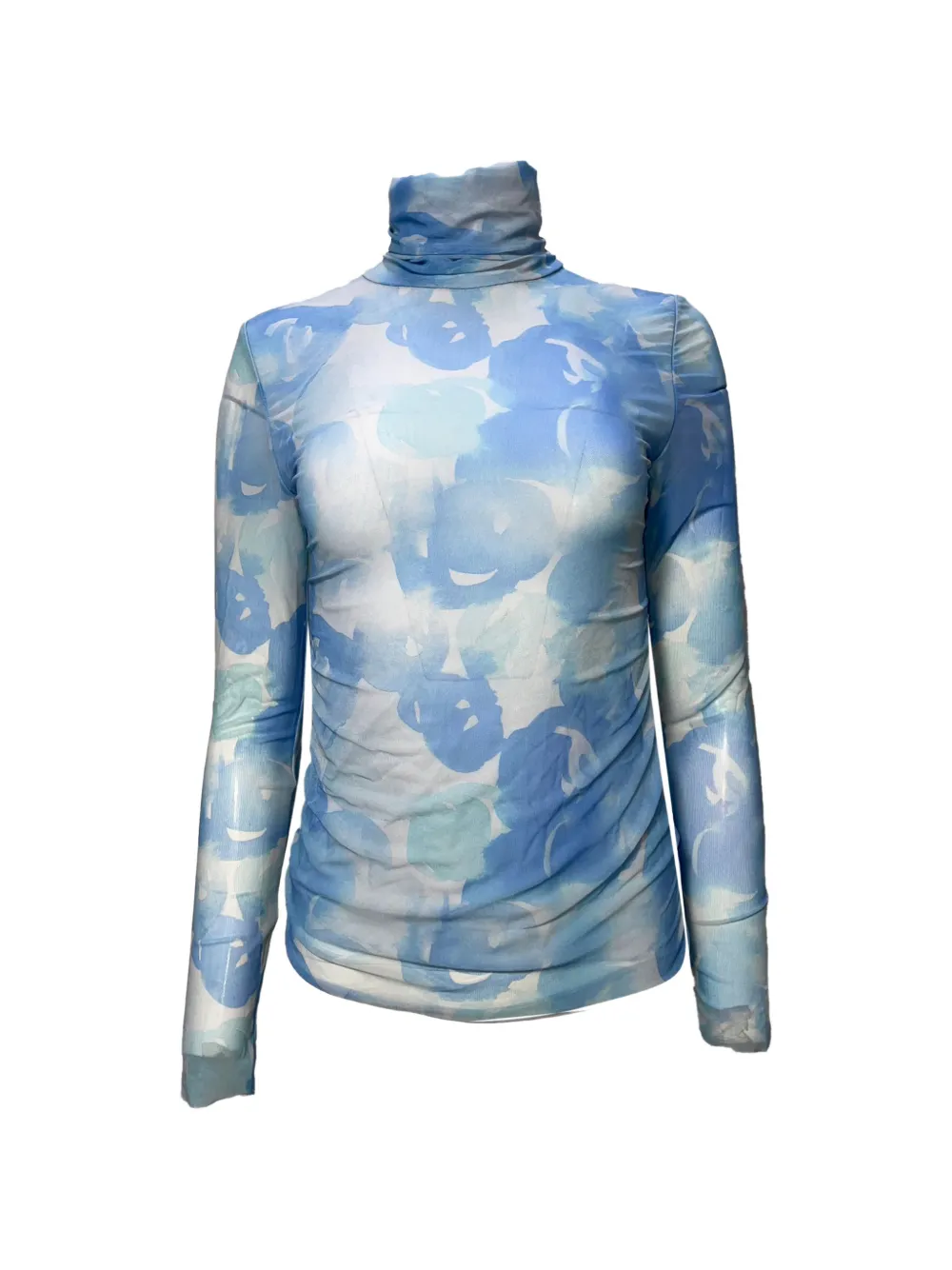 GANNI printed turtleneck long-sleeve top - Blu