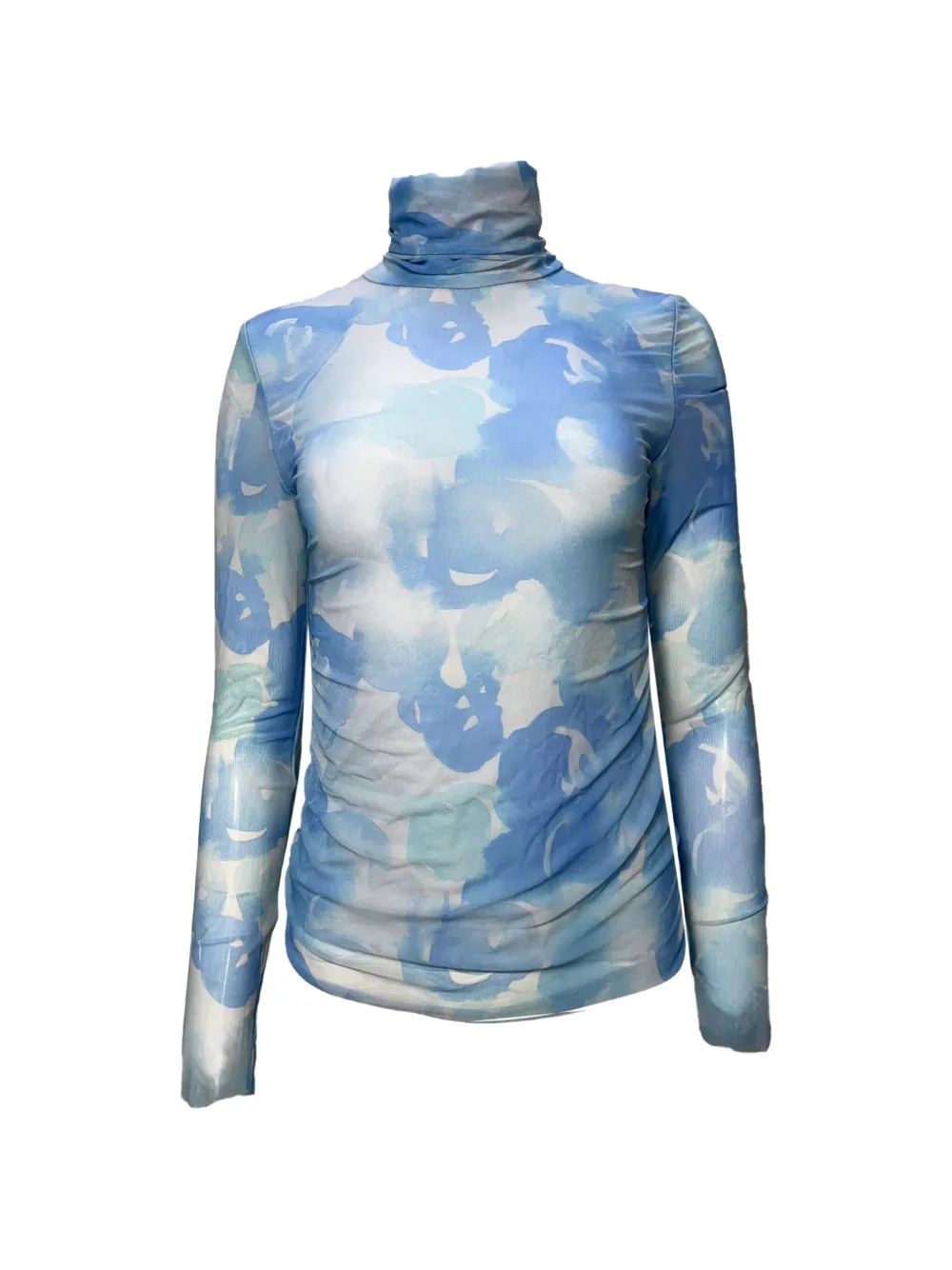 GANNI printed turtleneck long-sleeve top - Blu