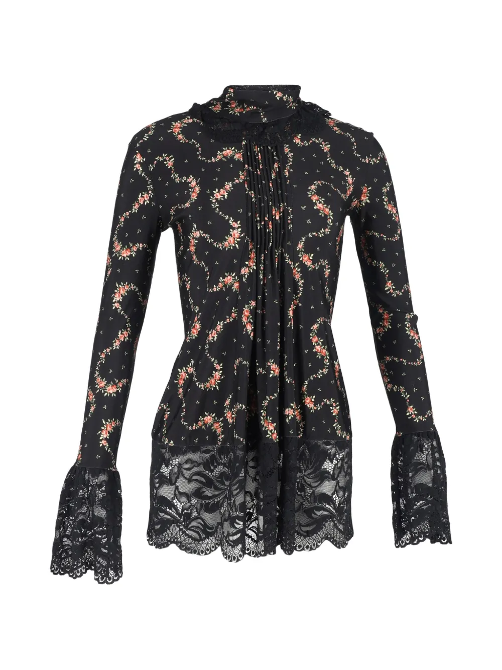 High-Neck Floral-Print Top