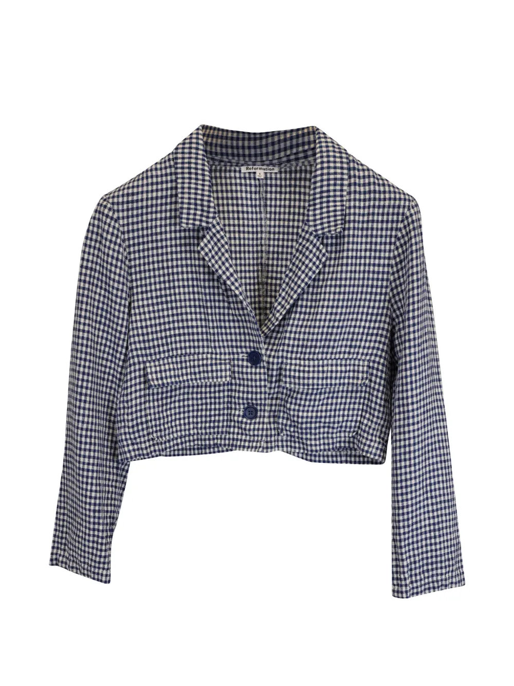Elton Gingham-Check Cropped Blazer