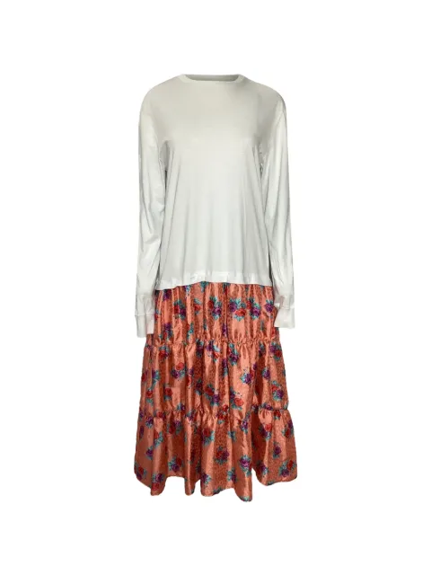 MSGM floral-print tiered long-sleeves dress