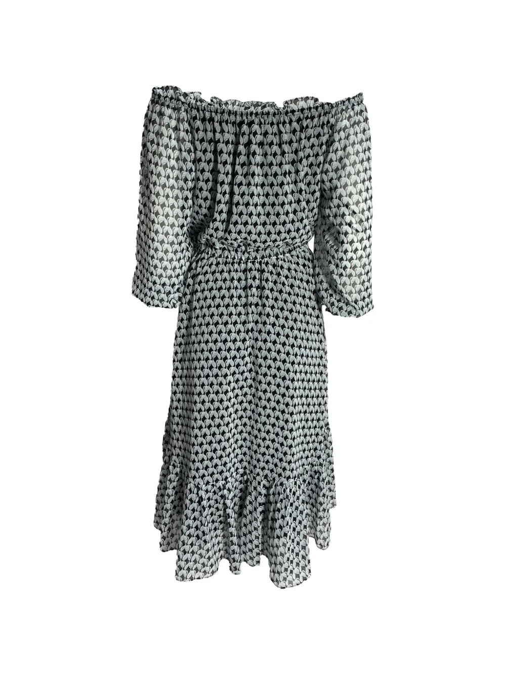 Diane Von Furstenberg Vintage printed off-shoulder dress - Zwart