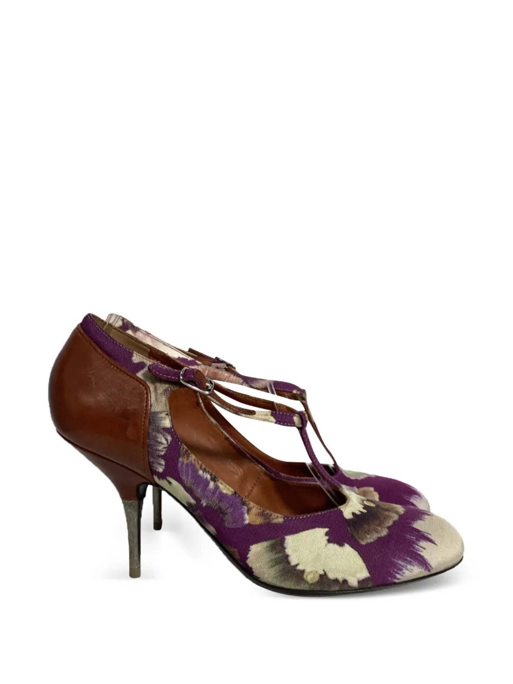 Dries Van Noten Pre-Owned floral-print buckled pumps - Violett
