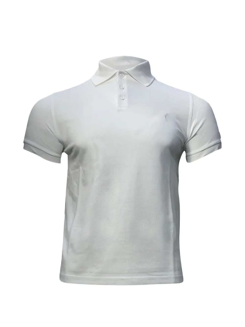 Saint Laurent Pre-Owned embroidered-logo polo shirt - Bianco