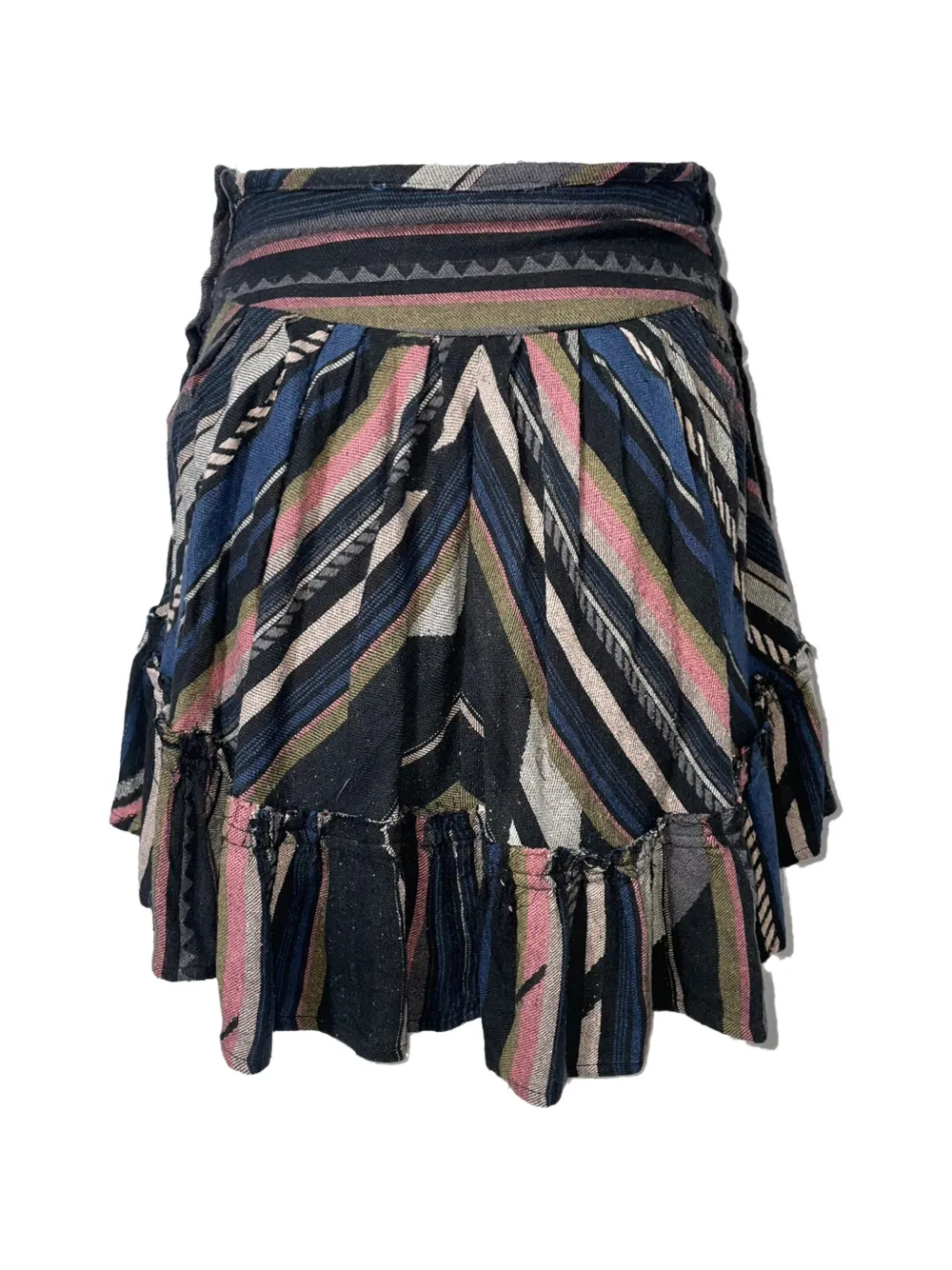 IRO patterned ruffled mini skirt - Zwart