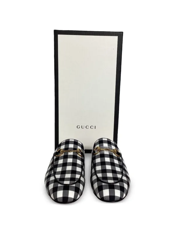 Gucci Pre-Owned プリンスタウン チェック ミュール | ブラック