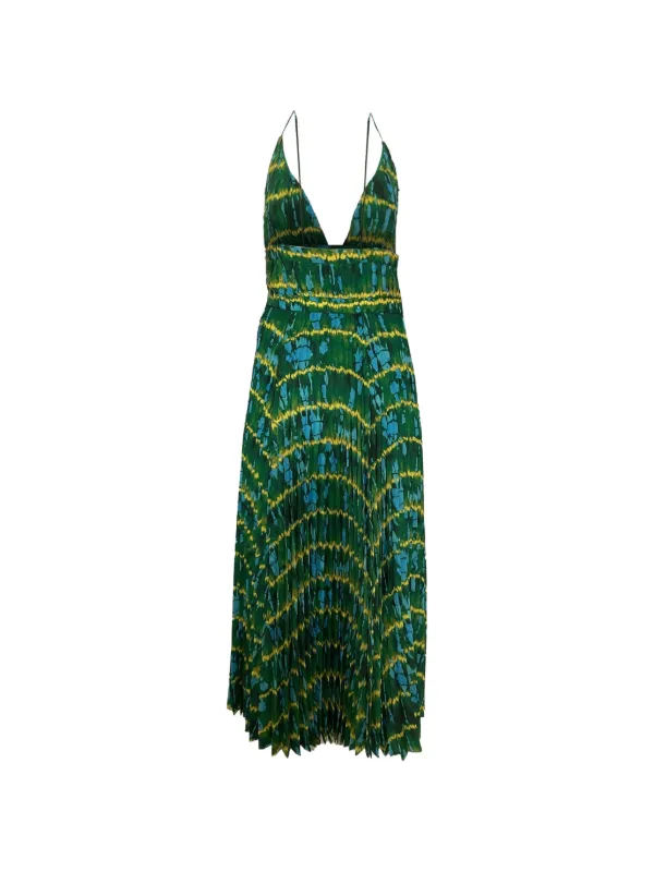 altuzarra green dress Winda Pleated Maxi | Green tie dye dress