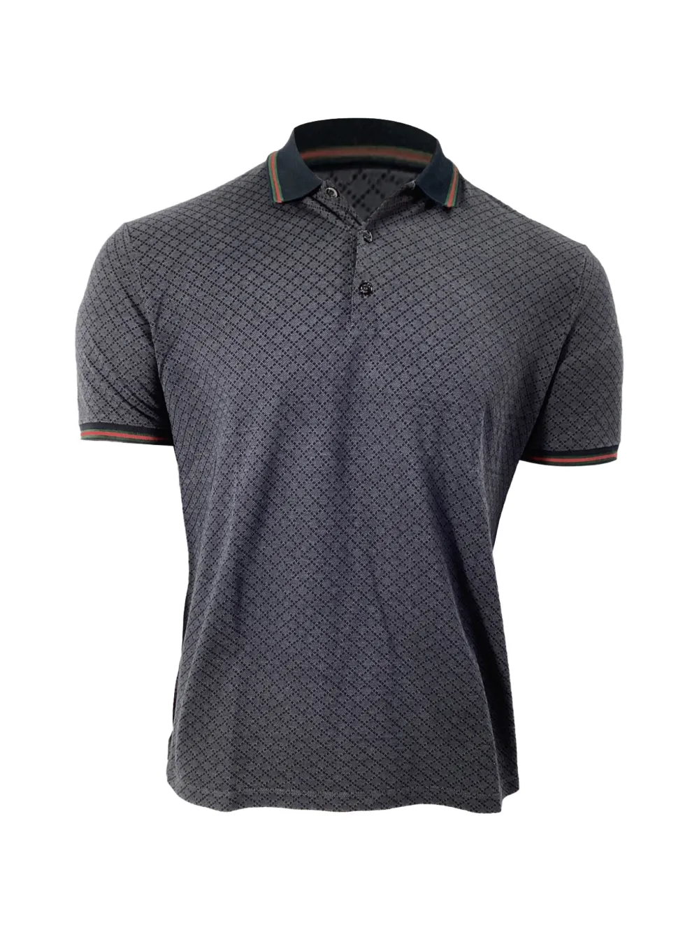 Pre-owned Gucci Web-stripe Polo Shirt In Gray