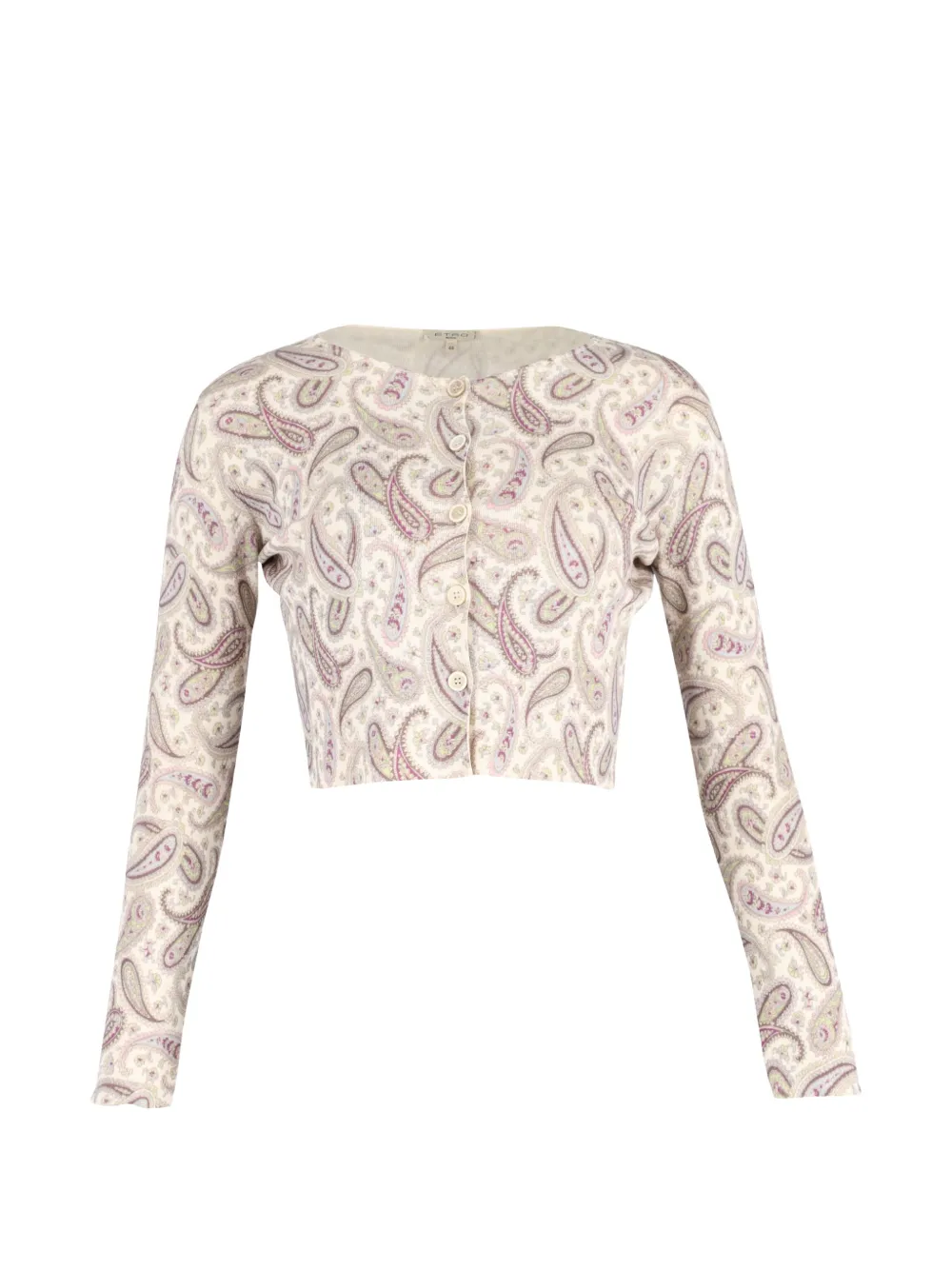 Etro Vintage Etro Cropped Paisley Cardigan in Beige Wool - Toni neutri