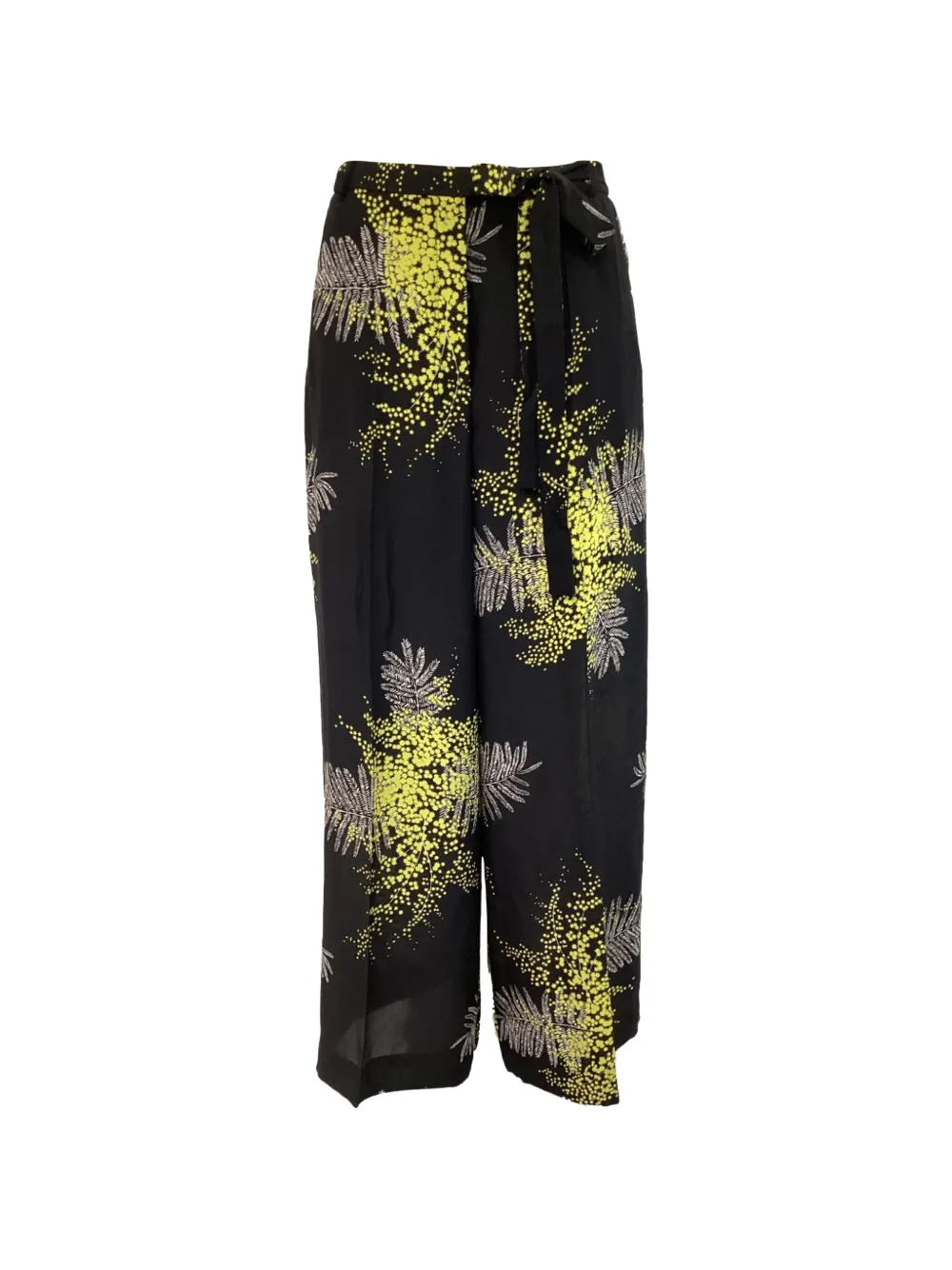 Valentino Garavani Pre-Owned printed crepe wide-leg trousers - Nero