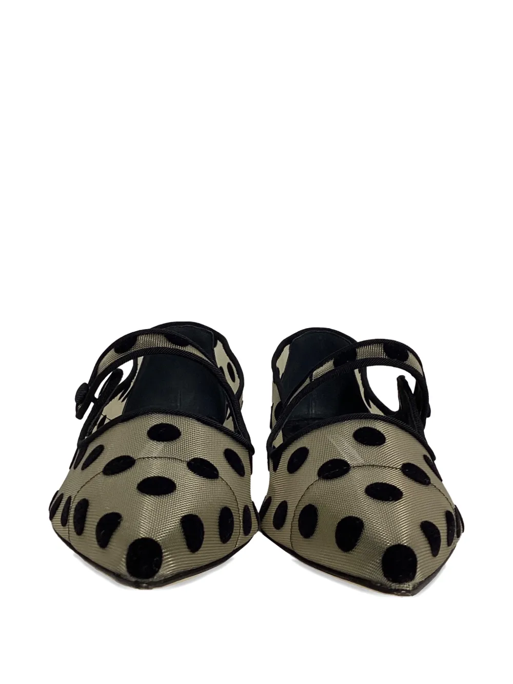 Manolo Blahnik polka-dot mary jane ballet flats - Beige
