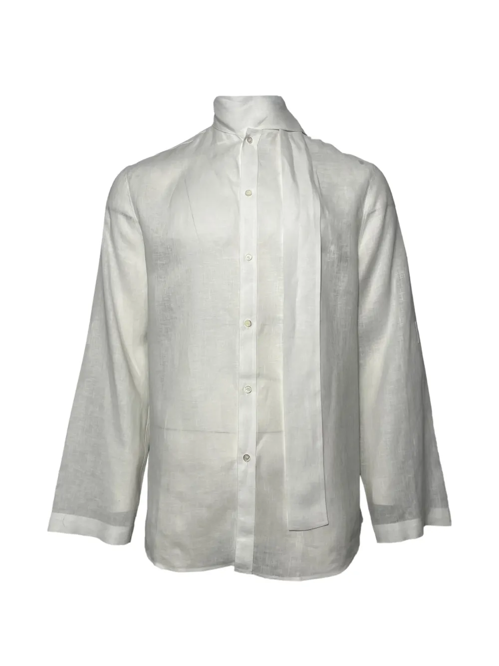 Valentino Garavani Pre-Owned scarf-detail logo-embroidered shirt - Bianco