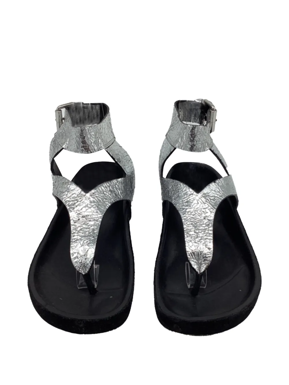 Isabel Marant Vintage ankle-strap metallic flat sandals - Zilver