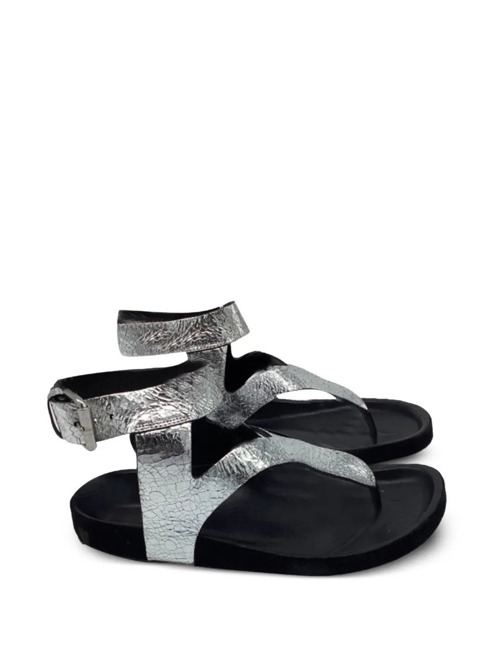 Isabel Marant Vintage ankle-strap metallic flat sandals - Silber