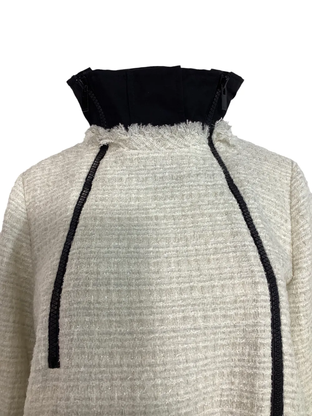 Sacai ダブルジップ ツイードジャケット | ニュートラル | FARFETCH JP