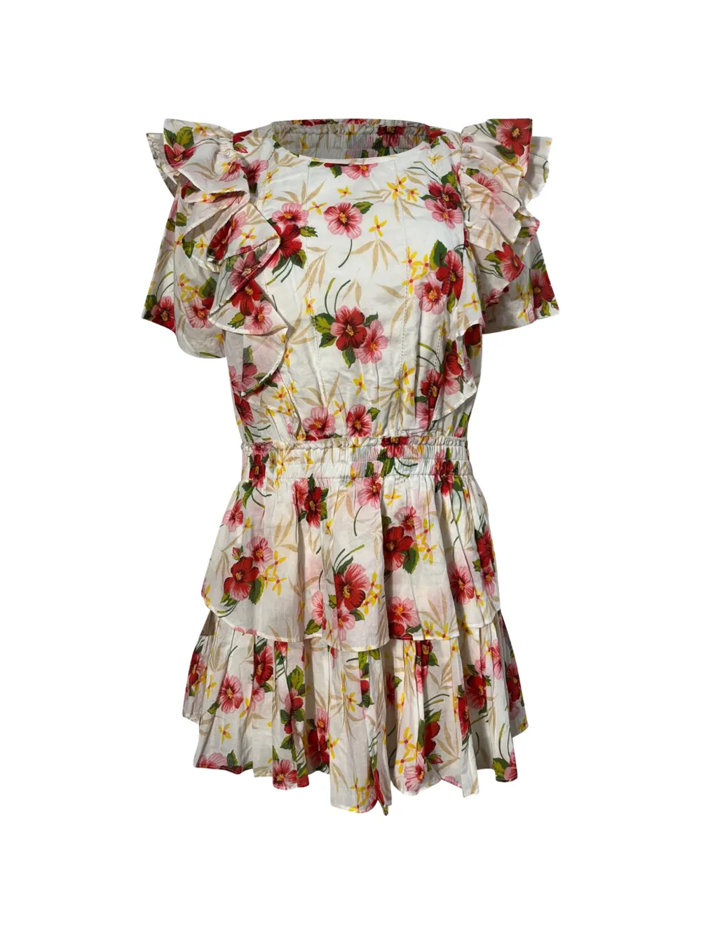 LoveShackFancy Natasha floral-print mini dress - Bianco