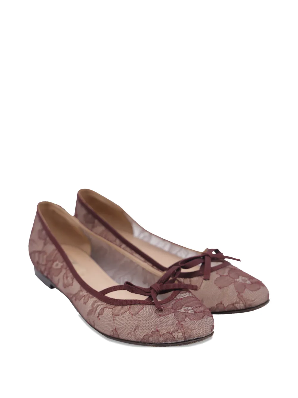 Valentino Garavani Pre-Owned lace bow ballet flats - Rood