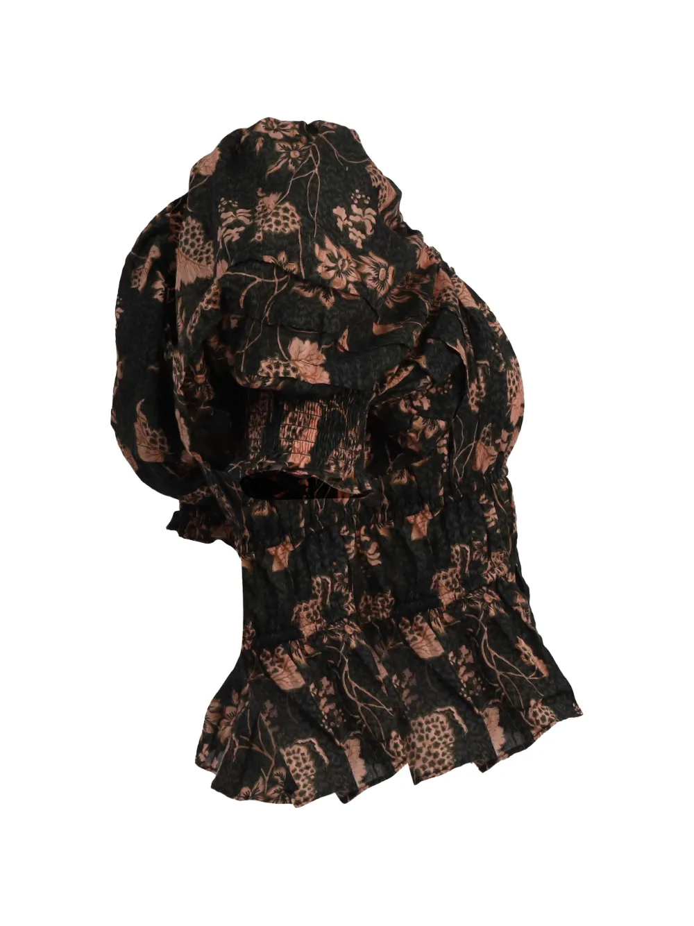  Ulla Johnson Gathered Printed Blouse - Black 