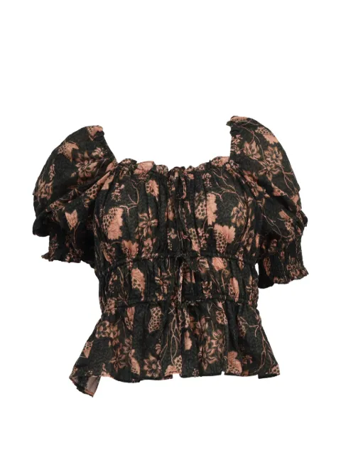 Ulla Johnson blusa fruncida estampada