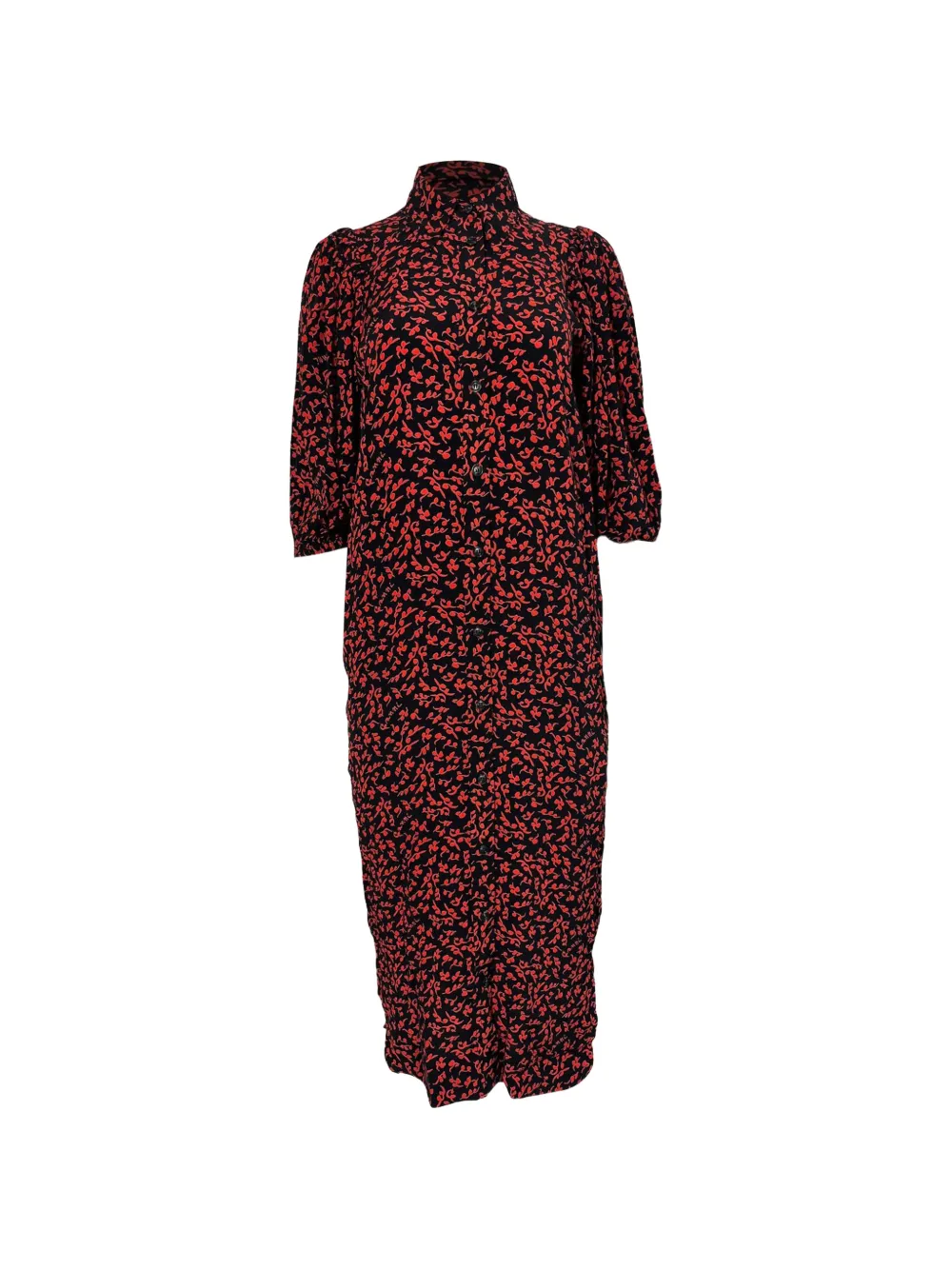 GANNI button-down print midi dress - Nero