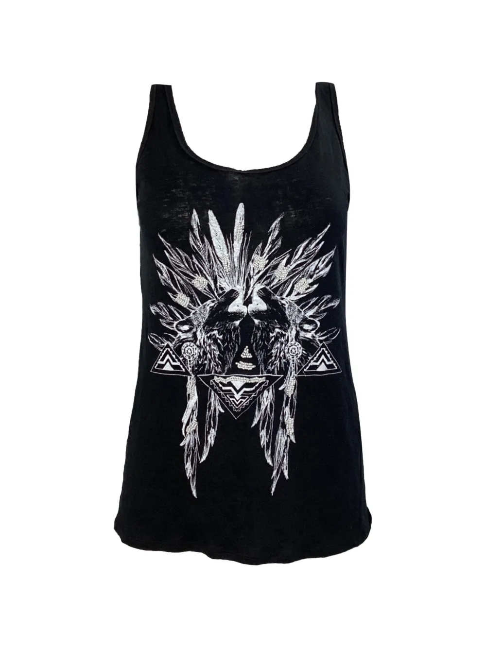 SANDRO linen printed tank top - Nero