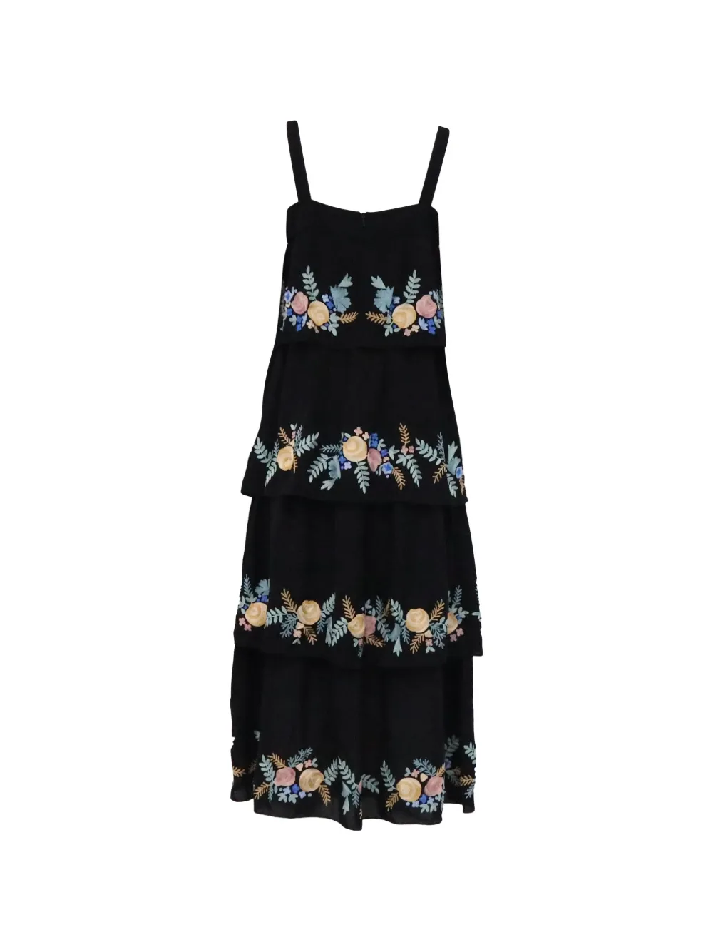 Vilshenko floral-printed tiered midi dress - Zwart