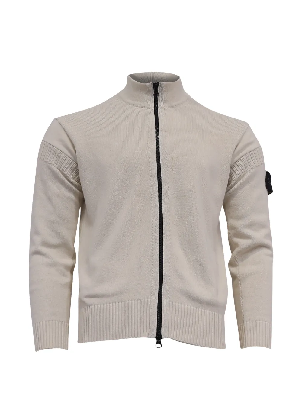 Stone Island logo-patch zip-up cardigan - Weiß