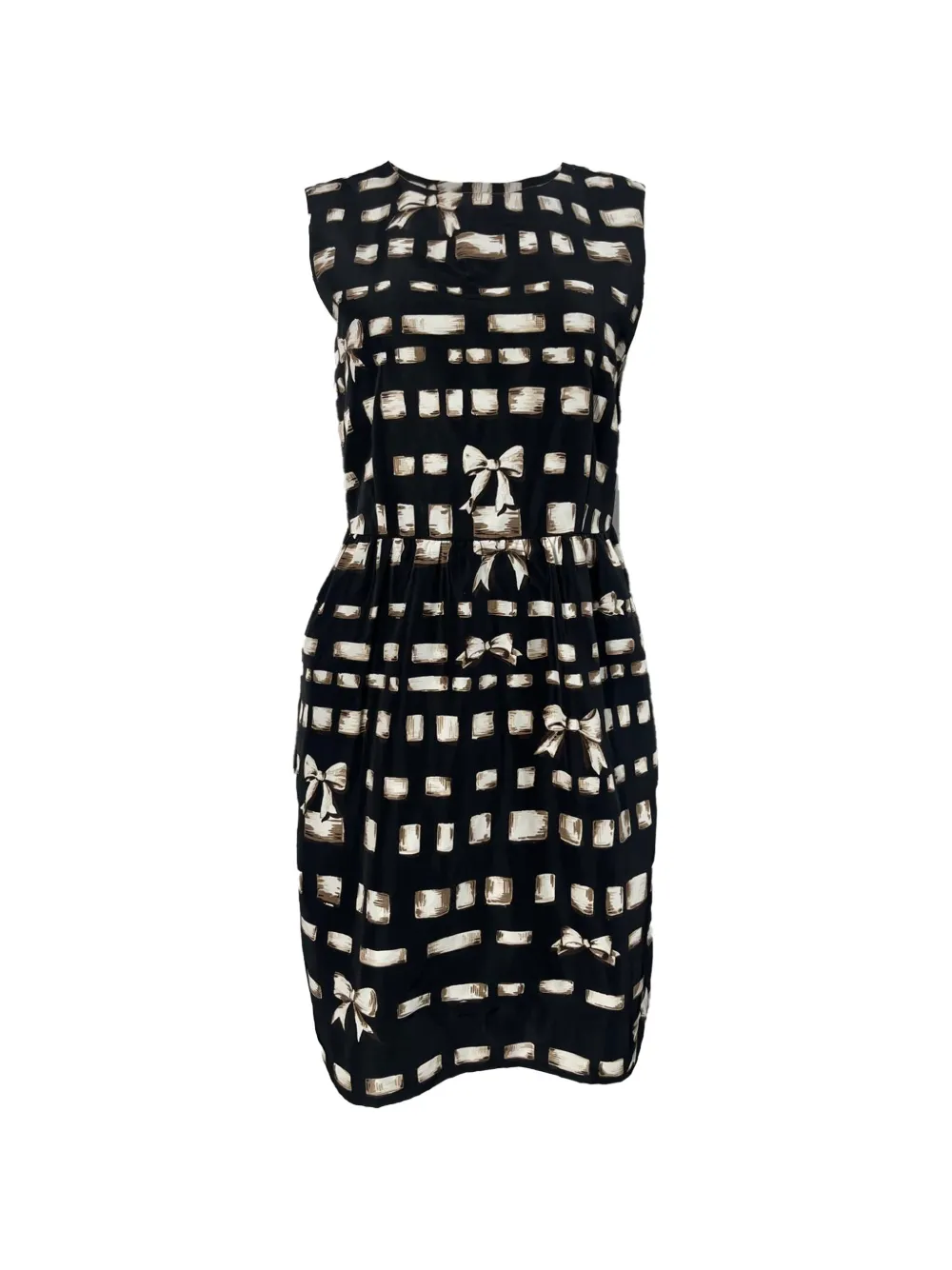 Valentino Garavani Pre-Owned bo- print sleeveless mini dress - Nero