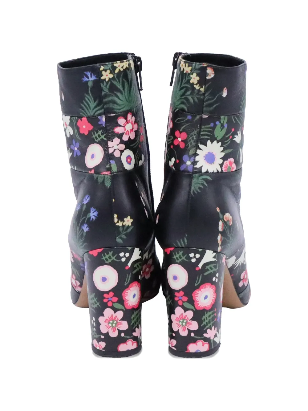 Valentino Garavani Pre-Owned floral-print heeled ankle boots - Zwart