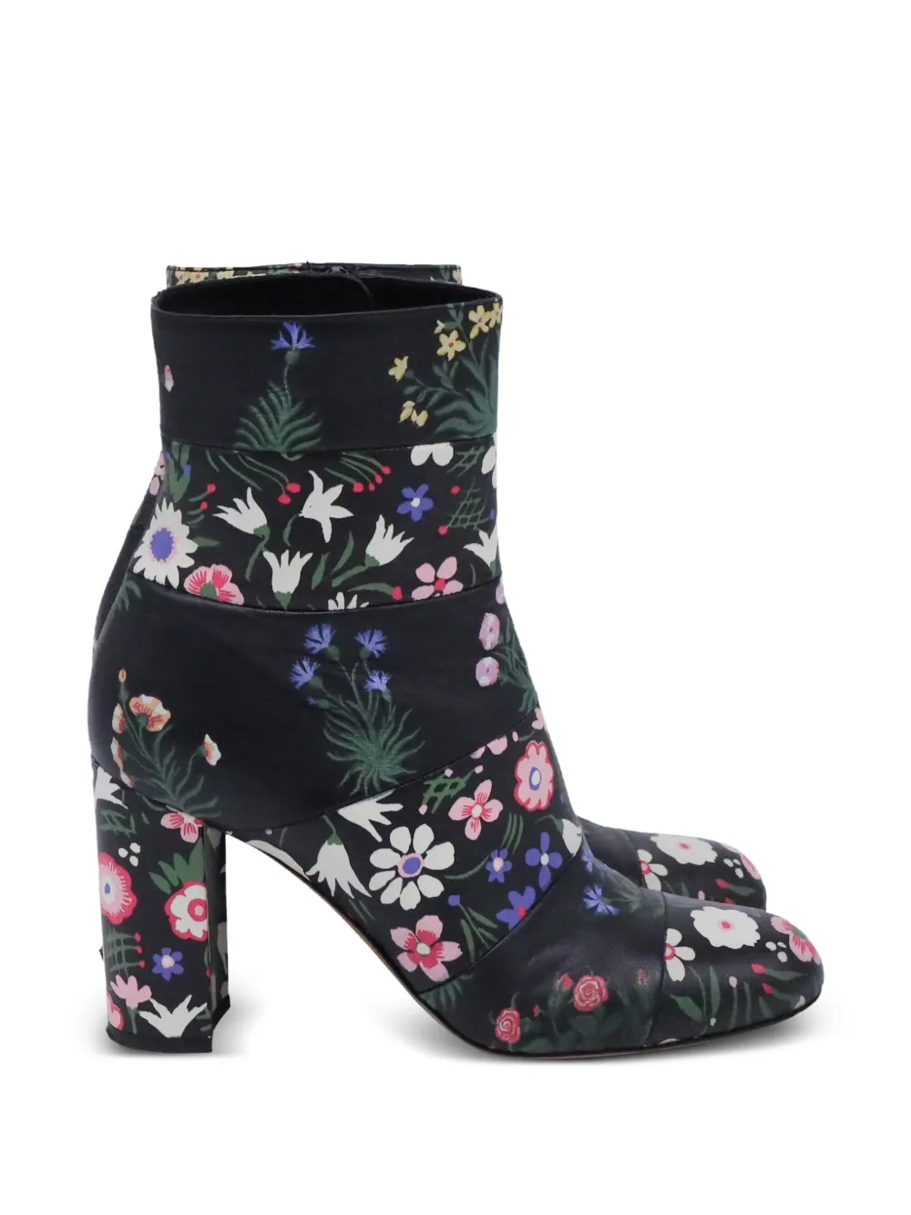 Valentino Garavani Pre-Owned floral-print heeled ankle boots - Nero