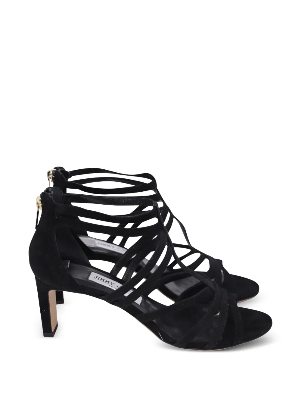 Jimmy Choo Pre-Owned Selina caged stiletto heeled sandals - Nero