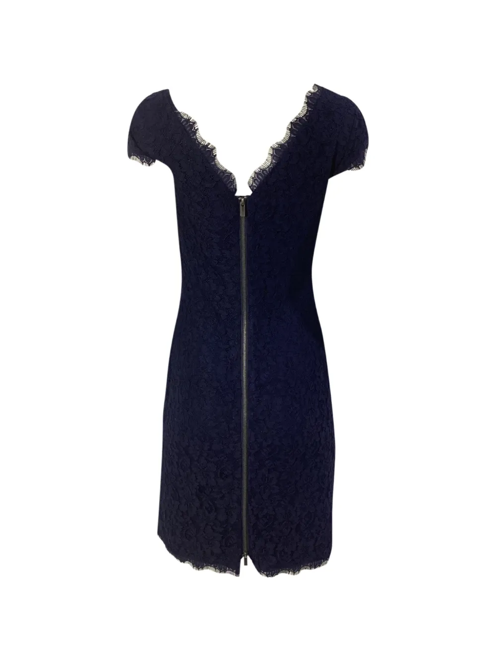 Diane Von Furstenberg Vintage lace zip sheath midi dress - Blauw