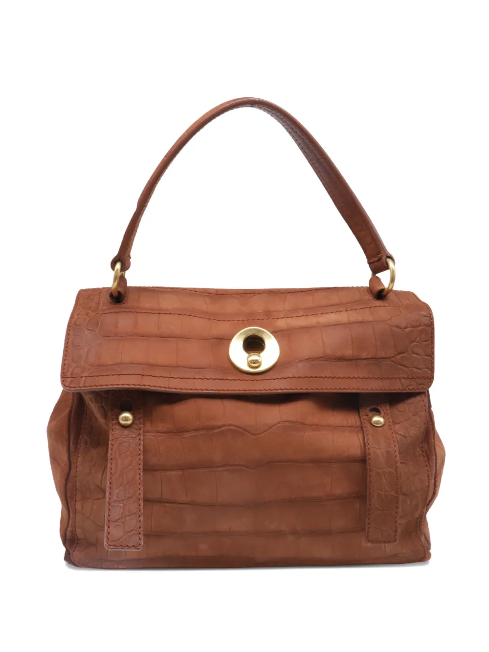 Saint Laurent Pre-Owned Muse Two crocodile-embossing leather handbag - Marrone