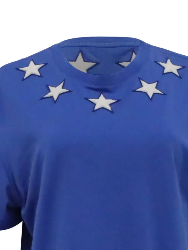 Givenchy Pre-Owned star-embroidered T-shirt | Blue | FARFETCH