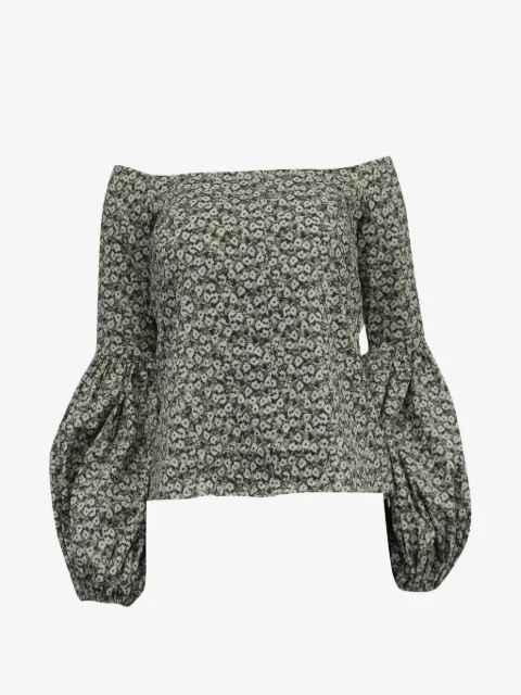 Caroline Constas puff-sleeve floral-print blouse