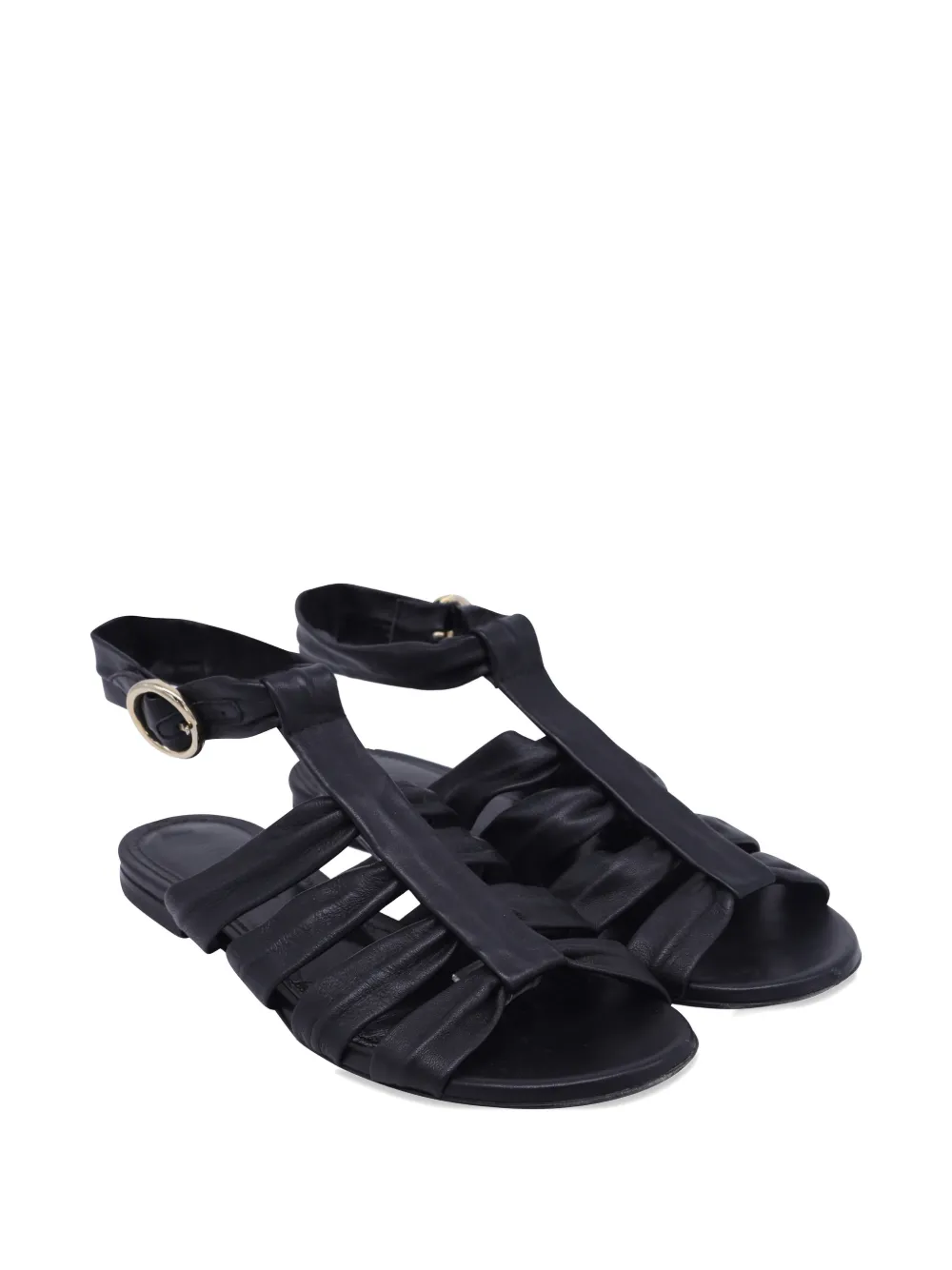KHAITE perth strap flat sandals - Zwart