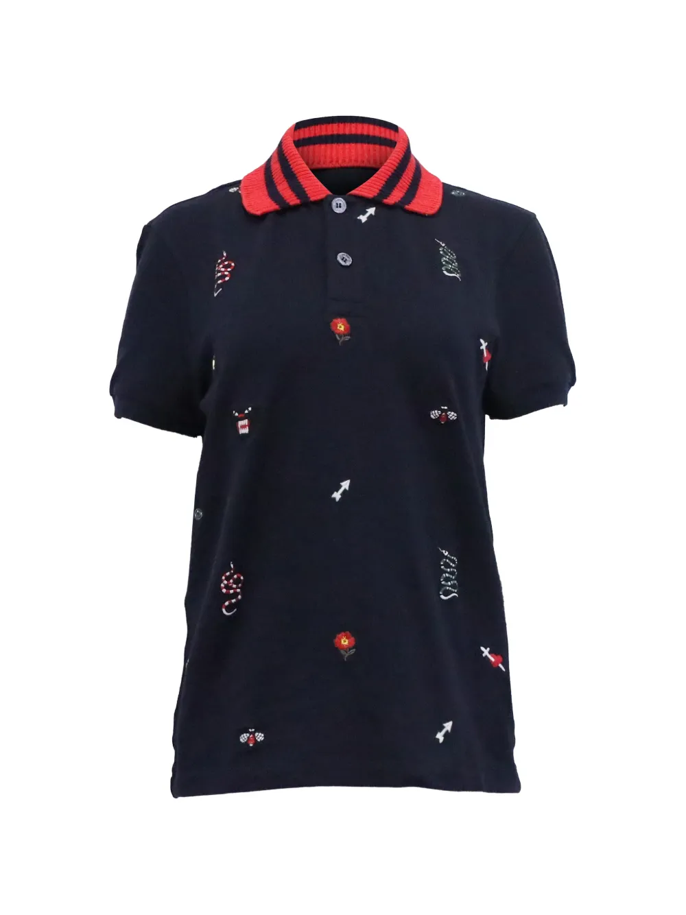 Gucci Pre-Owned embroidered-detail polo shirt - Blu