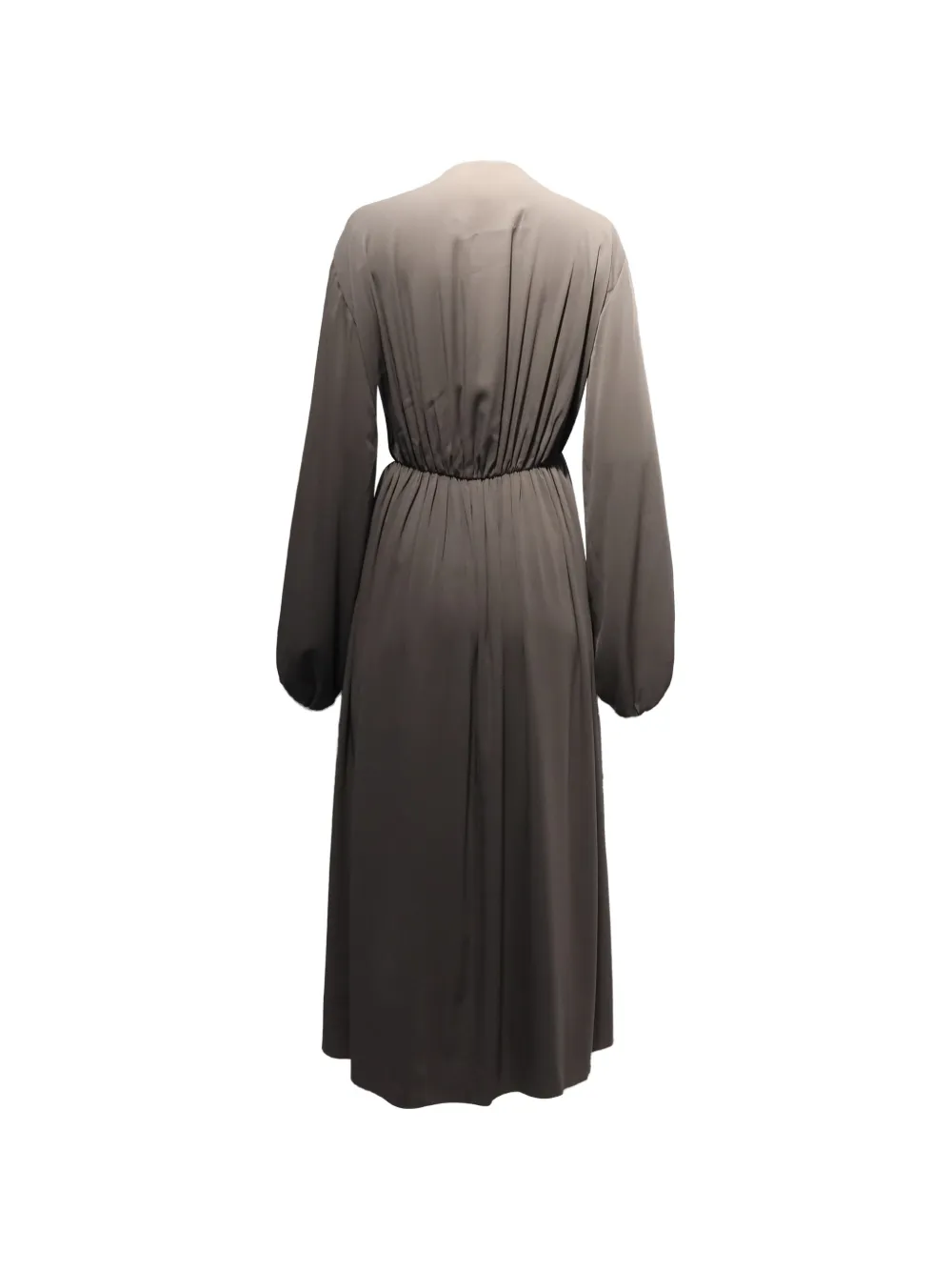 The Row Pre-Owned gathered-bust V-neck silk dress - Grijs