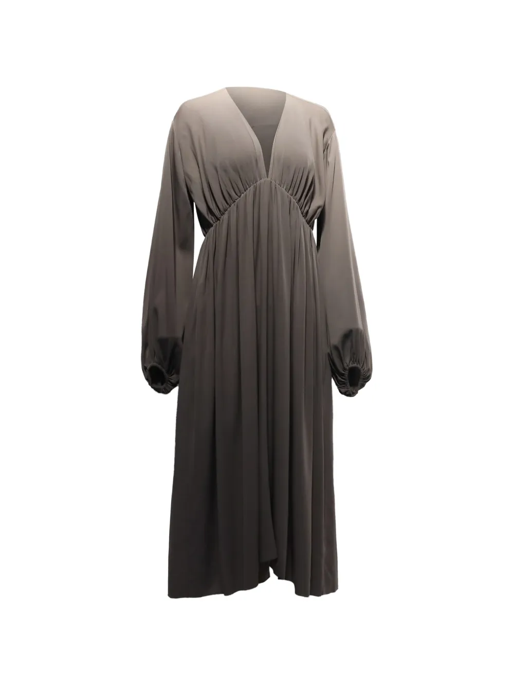 The Row Pre-Owned gathered-bust V-neck silk dress - Grigio