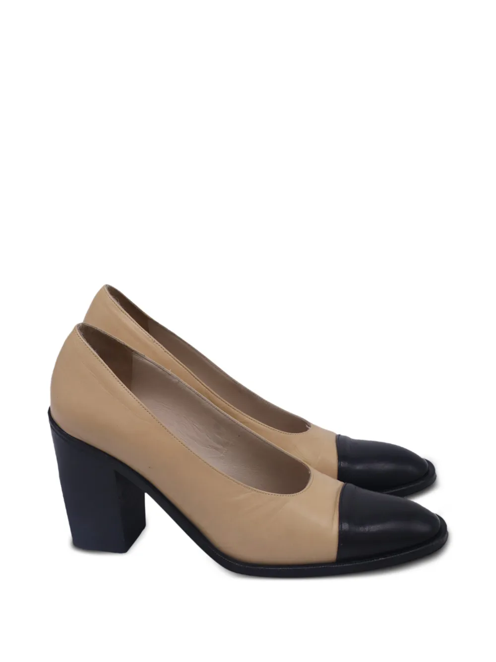 CHANEL Pre-Owned cap-toe block-heel pumps - Nude