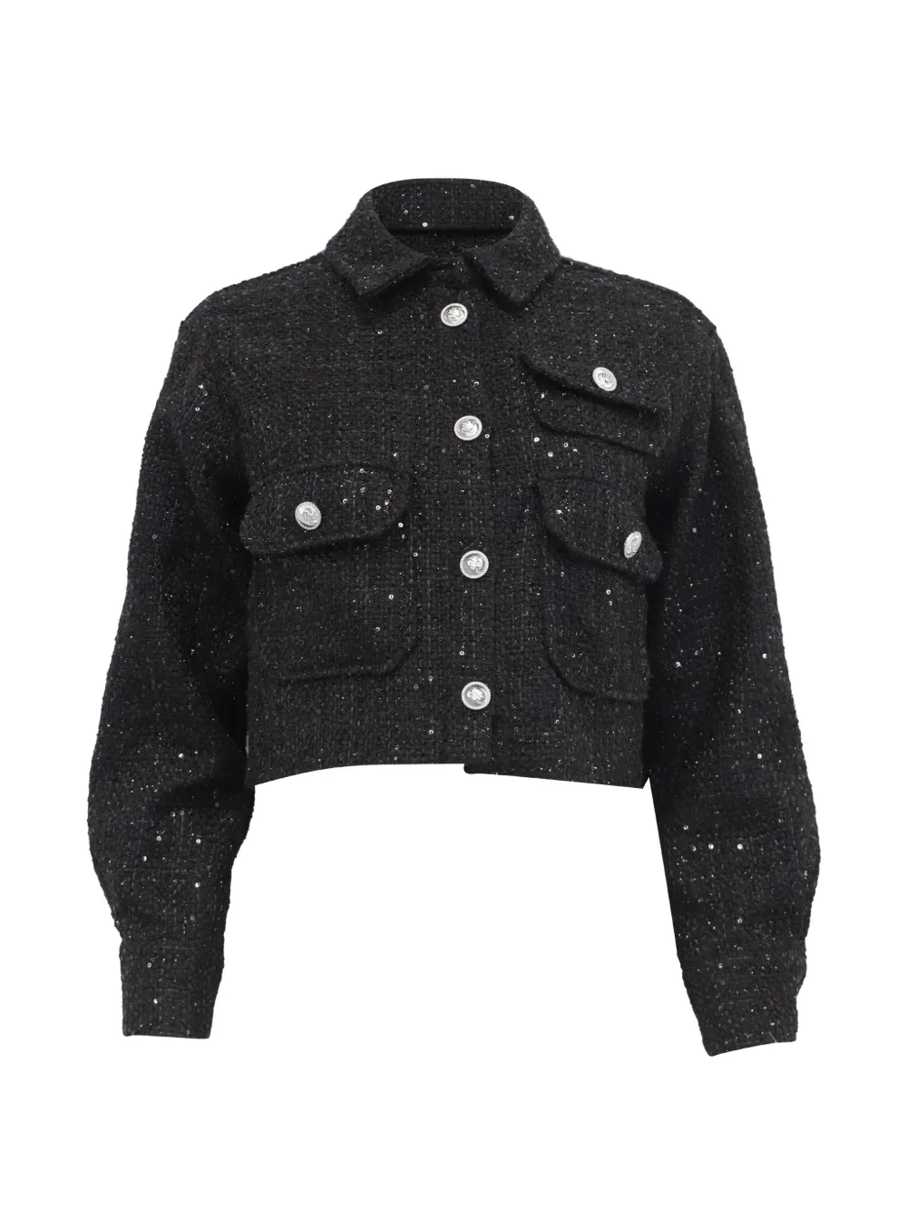 Pre-owned Maje Sequinned Tweed Jacket In Black