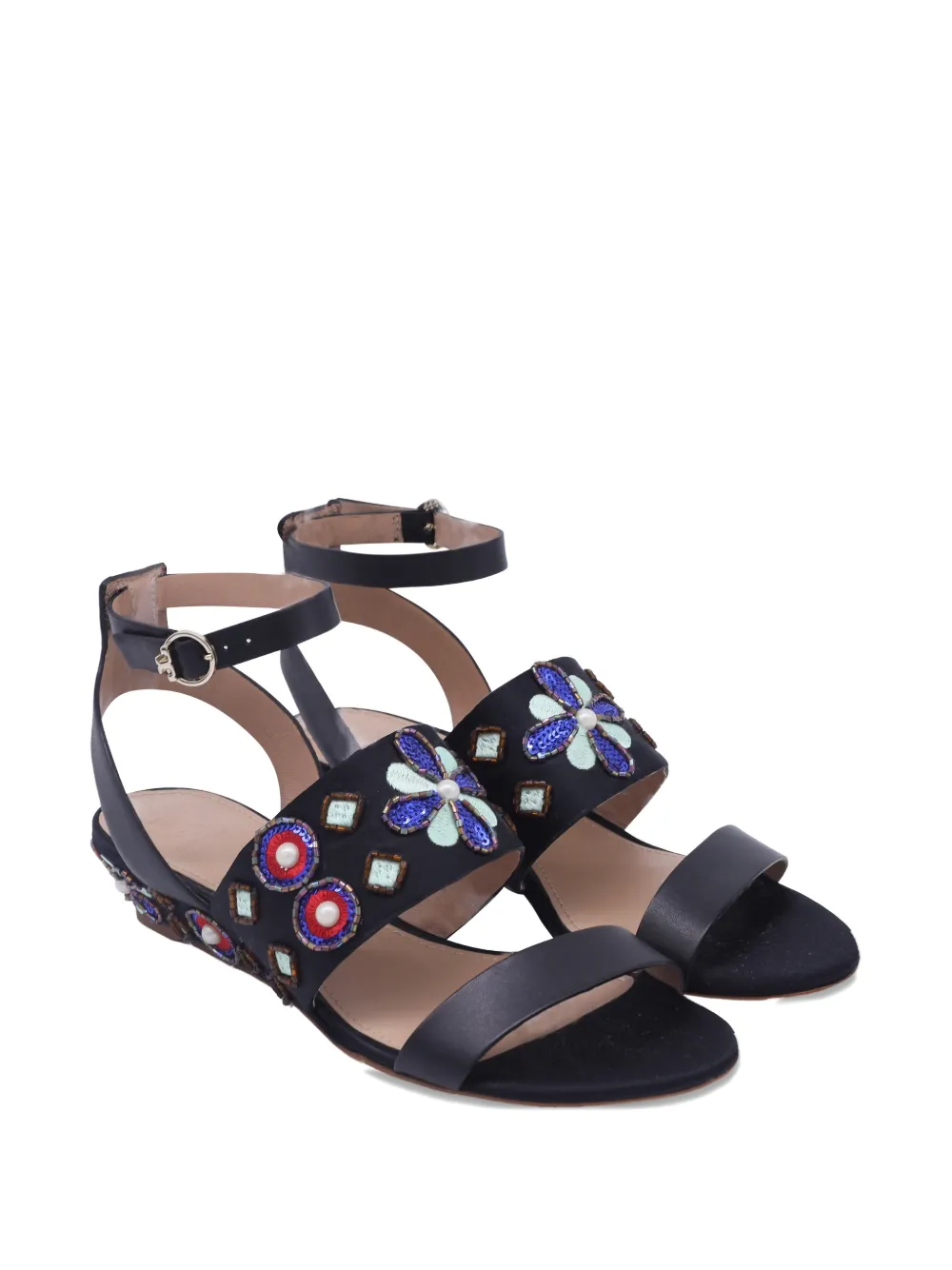 Tory Burch Estella beaded wedge sandals - Zwart