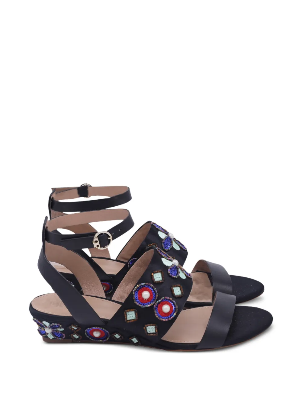 Tory Burch Estella beaded wedge sandals - Schwarz