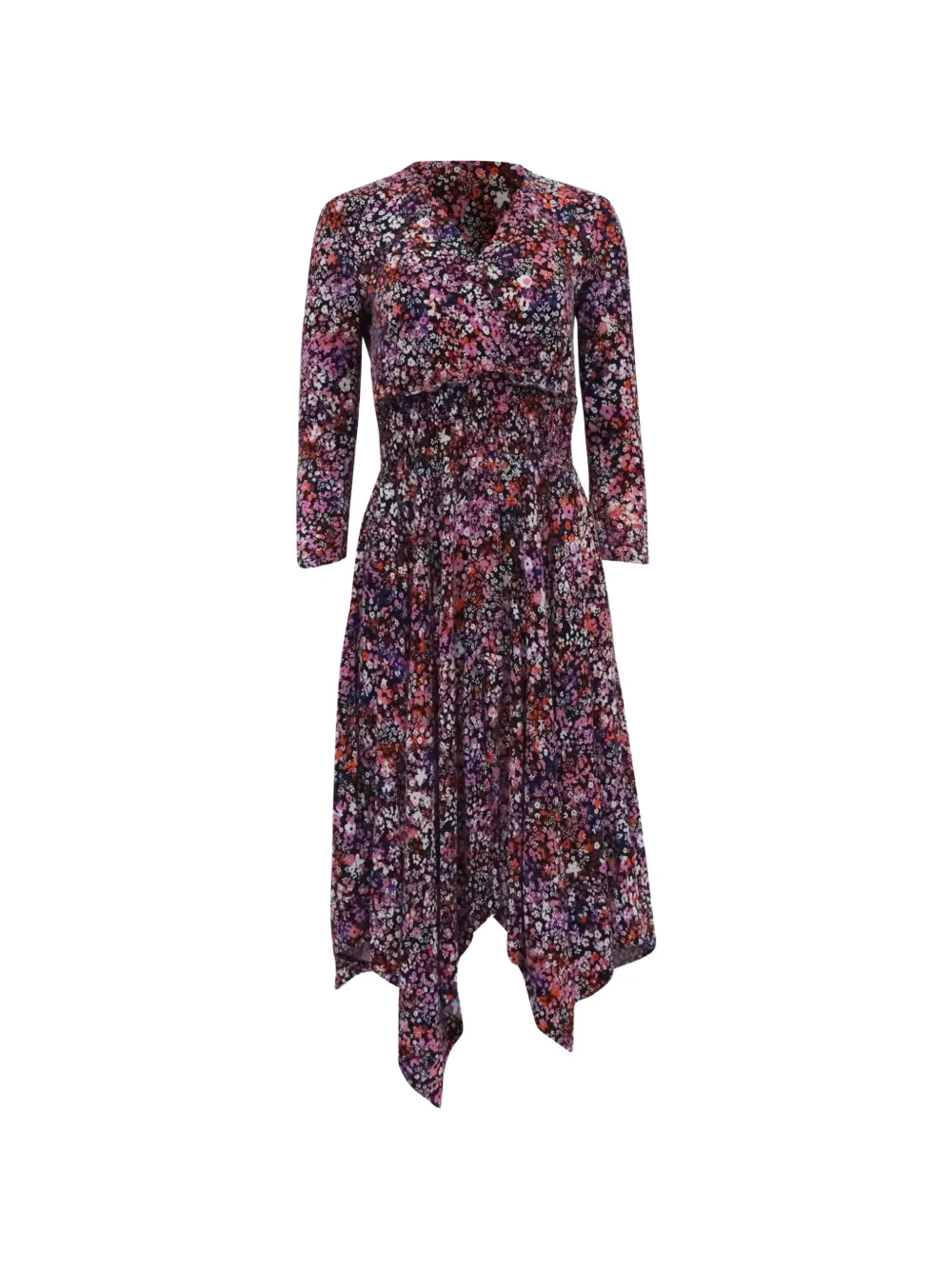 Maje floral-print asymmetric midi dress - Paars